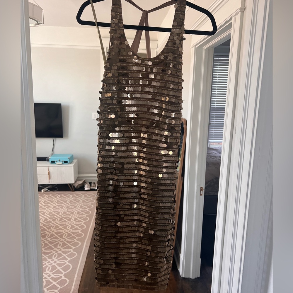 BCBGMAXAZRIA Gold Sequin Dress Size M
